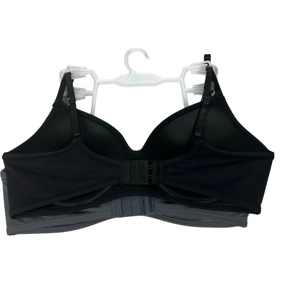 Rene ROFE Women’s Bras Sz 36C Lot/2 Gray & Black Wire-free Lightly Padded - Picture 4 of 9